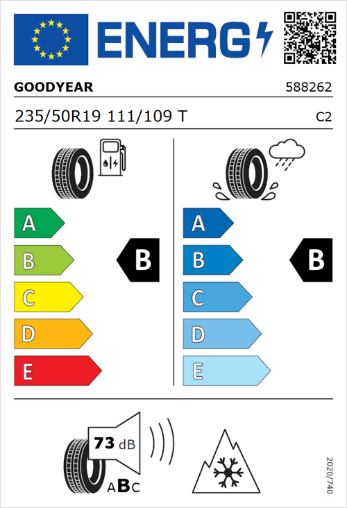 Tyre Label for Goodyear Vector 4Seasons Cargo 235/50R19 111/109T